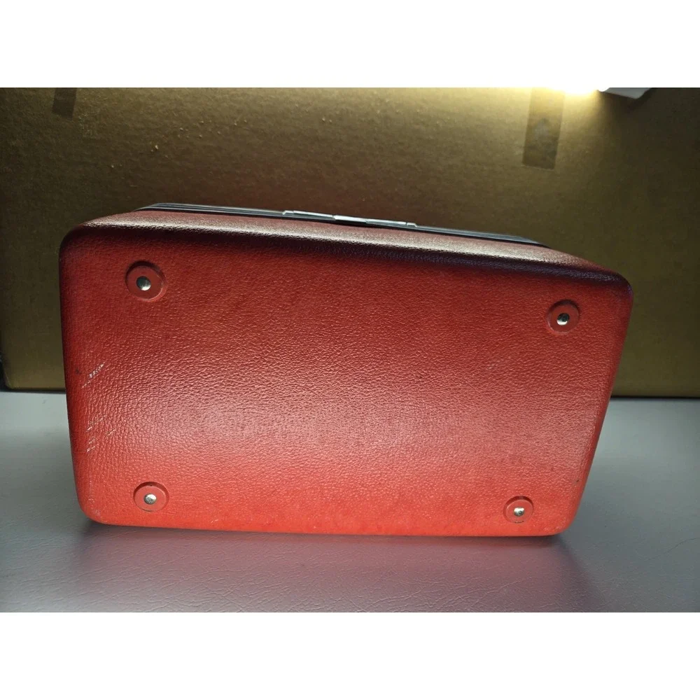 Vintage Sears Courier Samsonite Train Case Red Makeup Box Mirror Tray MCM